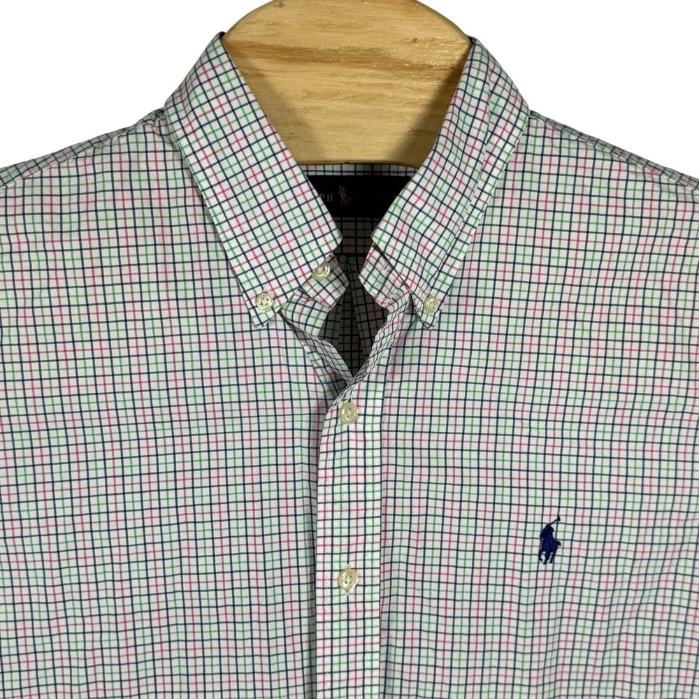Ralph Lauren Men‎ Large Tattersall Plaid White/Multicolor Short Sleeve Shirt